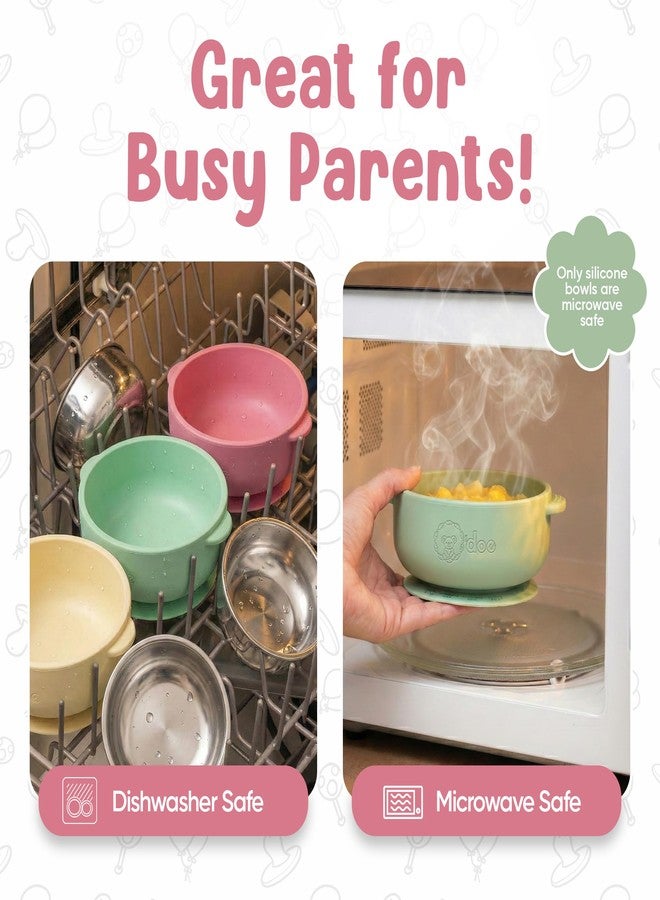 o'doe Baby Bowls – Stainless Steel Baby Feeding Bowls with Suction | Non-Slip Toddler Bowls for Self Feeding | BPA-Free Kids Bowls for Baby Food | Stainless Steel Bowls Kids - Image 4